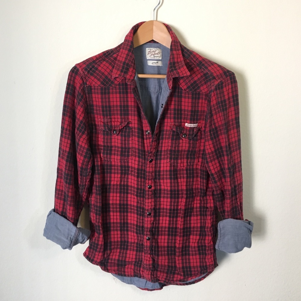 Lucky🍀Brand | Red Stripes Button Down Shirt Small